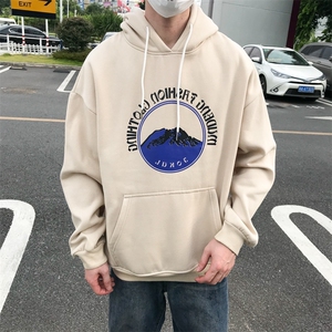 2020冬装港味雪山印花情侣宽松学院原宿风加绒卫衣男A182图片