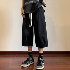 wassuphappy卡其色短裤男夏季薄款潮流宽松运动七分裤休闲中裤子，男装牛仔裤，星座218-1（原230）