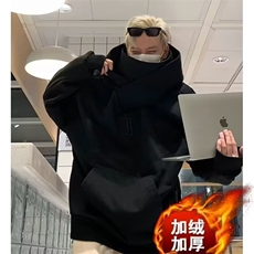 美式重磅高领卫衣男连帽冬季加绒宽松痞帅情侣休闲运动外套ins潮，女装短外套，星座506A