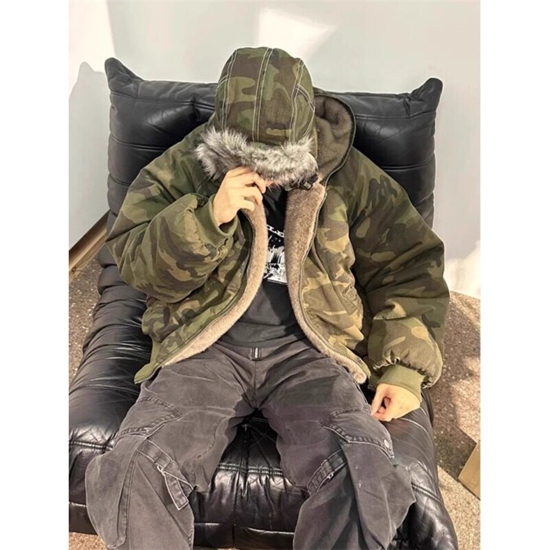 【有货】仿貂毛迷彩棉服加绒加厚外套MY2221特P128,男装棉衣,星座908-1