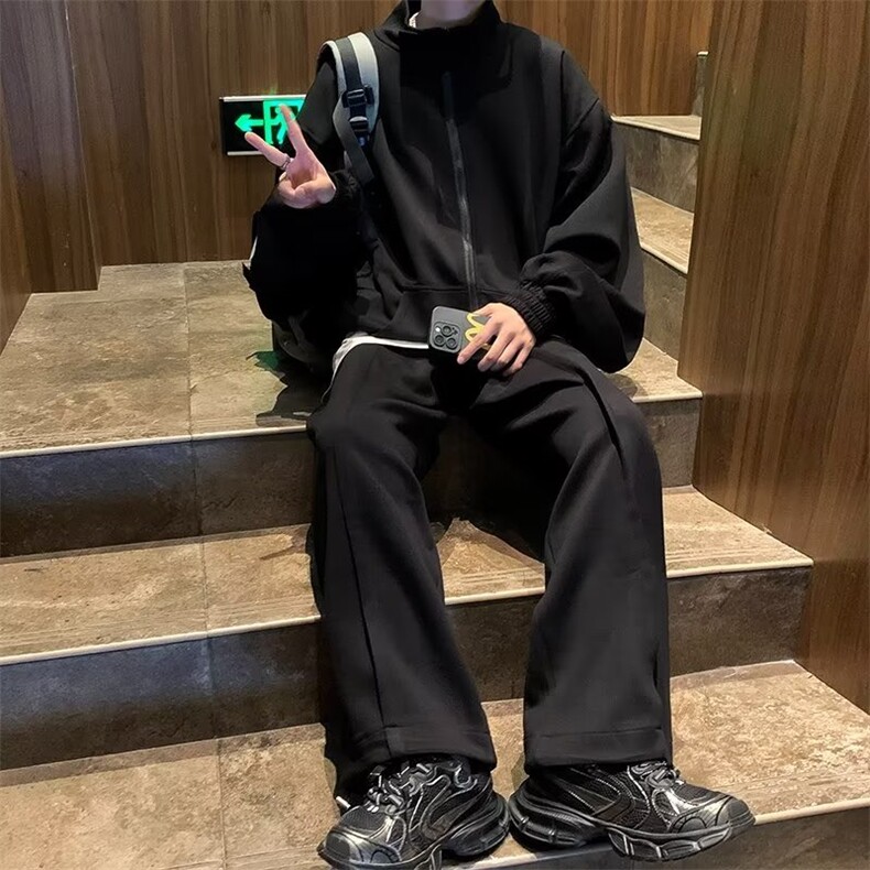 2025春季新款长袖男简约ins原宿潮流休闲套装TZ8803,男装休闲套装,星座1108