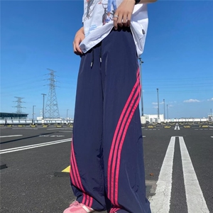美式三条杠速干裤男春秋季潮牌透气情侣休闲裤宽松百搭运动长裤子图片