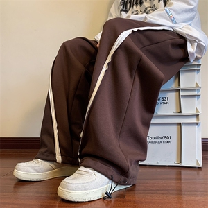 港风条纹休闲裤男宽松直筒拖地裤束脚裤卫裤XZ214-8 KP613 P50图片
