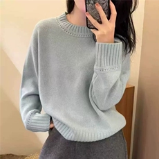2025年秋季时尚百搭通勤简约休闲圆领镂空羊毛衫，女装羊毛衫，秋虹羊绒