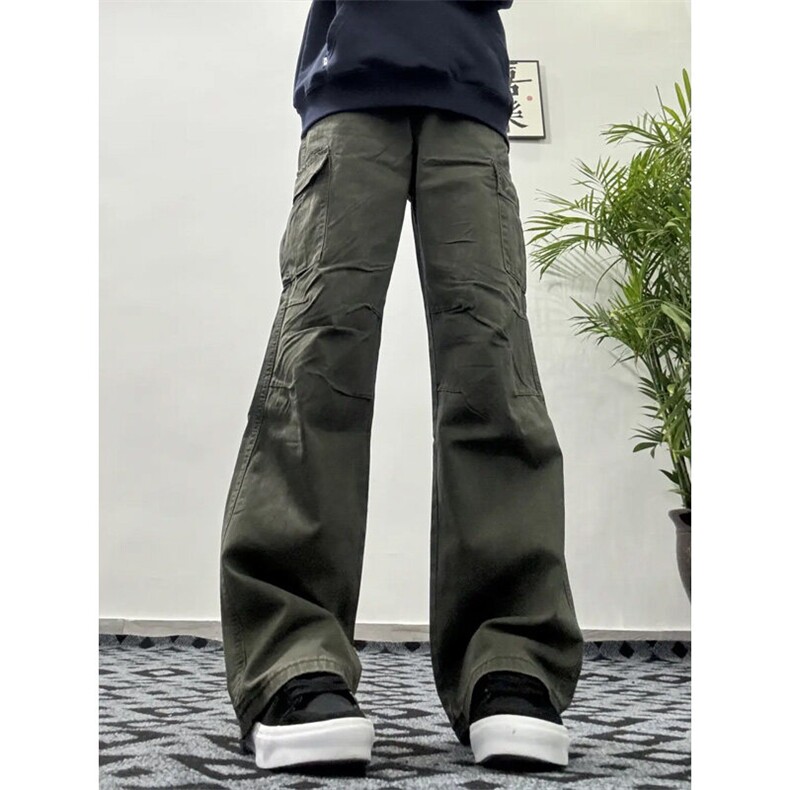 GZK112LL-特P55cleanfit军绿色工装裤男款宽松直筒阔腿裤,男装休闲裤,星座1007（原301D）