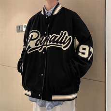 美式潮ins棒球服男秋季复古刺绣拼接情侣宽松夹克外套W2043-P48，男装夹克，星座512-4