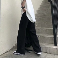 暗黑破洞牛仔裤男新款夏季ins潮牌高街宽松直筒阔腿裤NK6011-P40，男装牛仔裤，星座1008-2