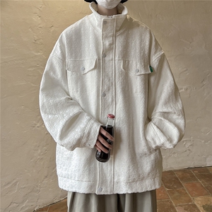 INCLEA美式复古工装外套男春秋新款潮牌压花设计宽松大码夹克图片