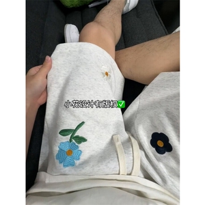 B221 美式ins高街刺绣小花休闲短裤五分裤 LK25544-特P25控58.8图片