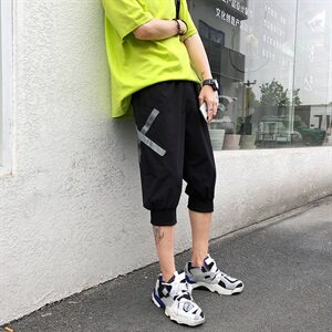 文艺灰色 夏季宽松工装裤子日系七分裤A061-K159-P45锦纶90氨纶10图片
