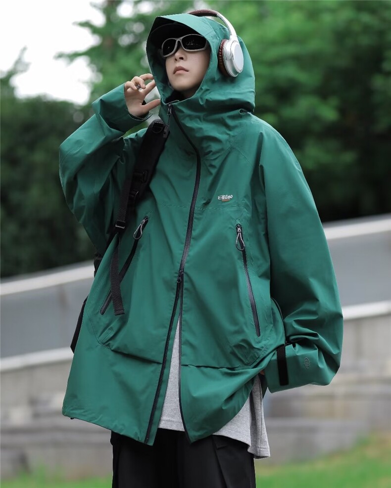 春秋新款户外冲锋衣美式宽松机能连帽外套百搭潮牌防风夹克男,男装夹克,星座716-3