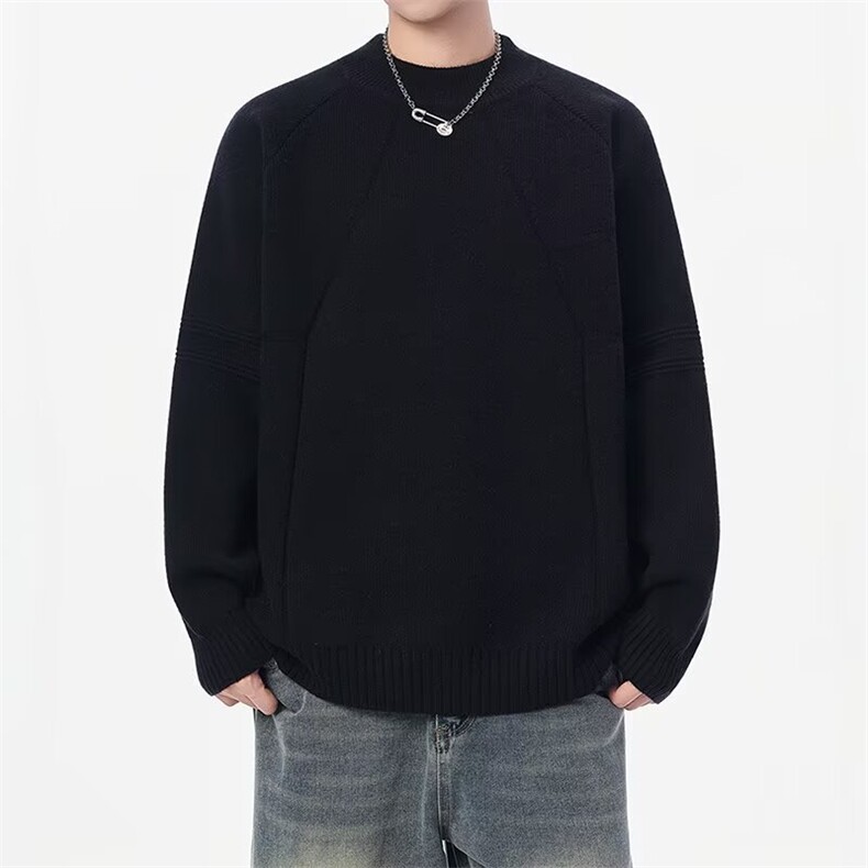 M57-P57百搭长袖毛衣ins时尚文艺慵懒简约日系气质潮流流行,男装针织衫/毛衣,电商B323A