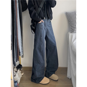 2024新款vibe直筒工装裤做旧阔腿显瘦休闲裤潮流现货K8217-P65,微胖上身胖下身瘦服装搭配图片