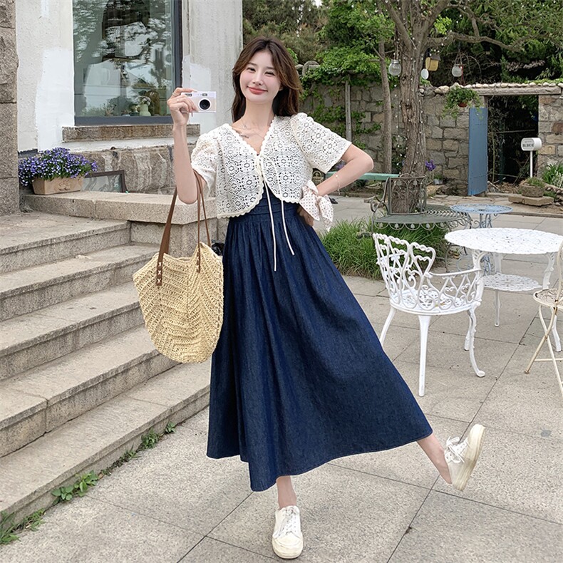 新款夏季披肩＋牛仔吊带连衣裙2C098-861P145K198,女装连衣裙,2C098