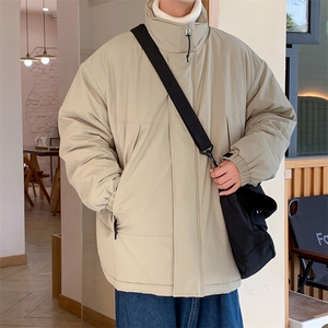 冬季潮牌日系纯色简约加绒加厚保暖防寒休闲棉服外套MY9079-P100图片