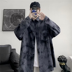 薄款威夷衬衣男春潮流宽松上衣服设计感扎染长袖花衬衫外套寸衫，男装衬衫，星座601-2