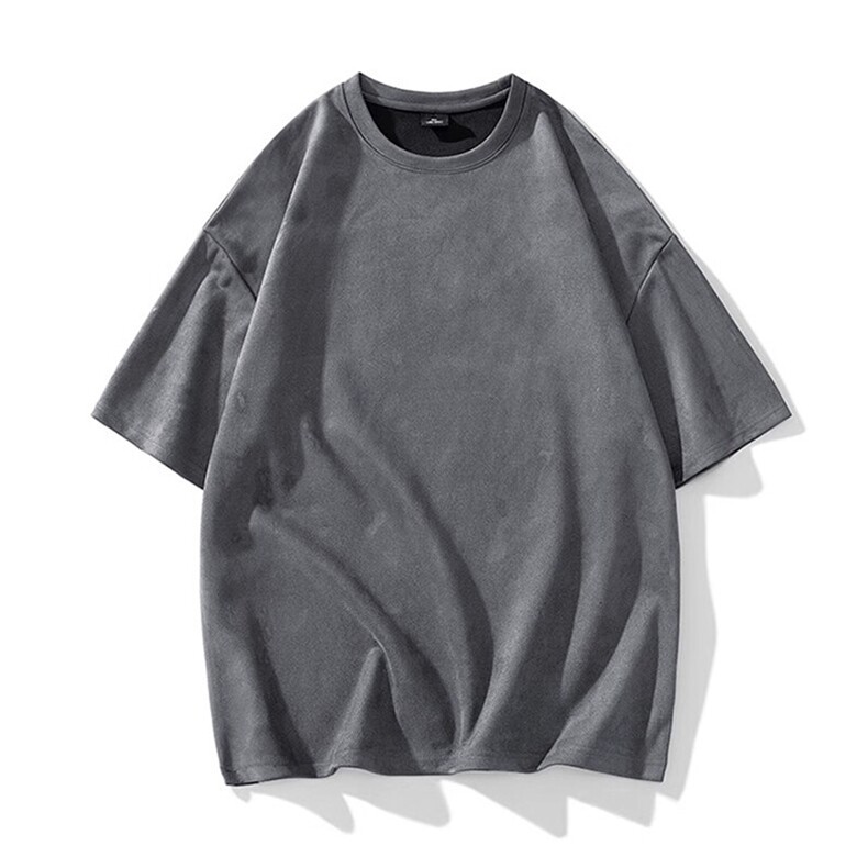 抖音得物直播高品质二开240克美式高街麂皮绒光版纯色短袖t恤12.5，男装T恤，电商A486