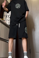 量大优供视频菠萝格套装刺绣短袖短裤男大码M-5XTZ27-特P48，男装休闲套装，电商B325