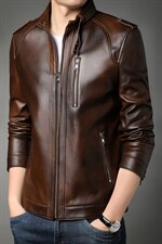 X17651秋冬新款海宁皮衣男士绵羊皮夹克立领P710，男装皮衣，电商B360