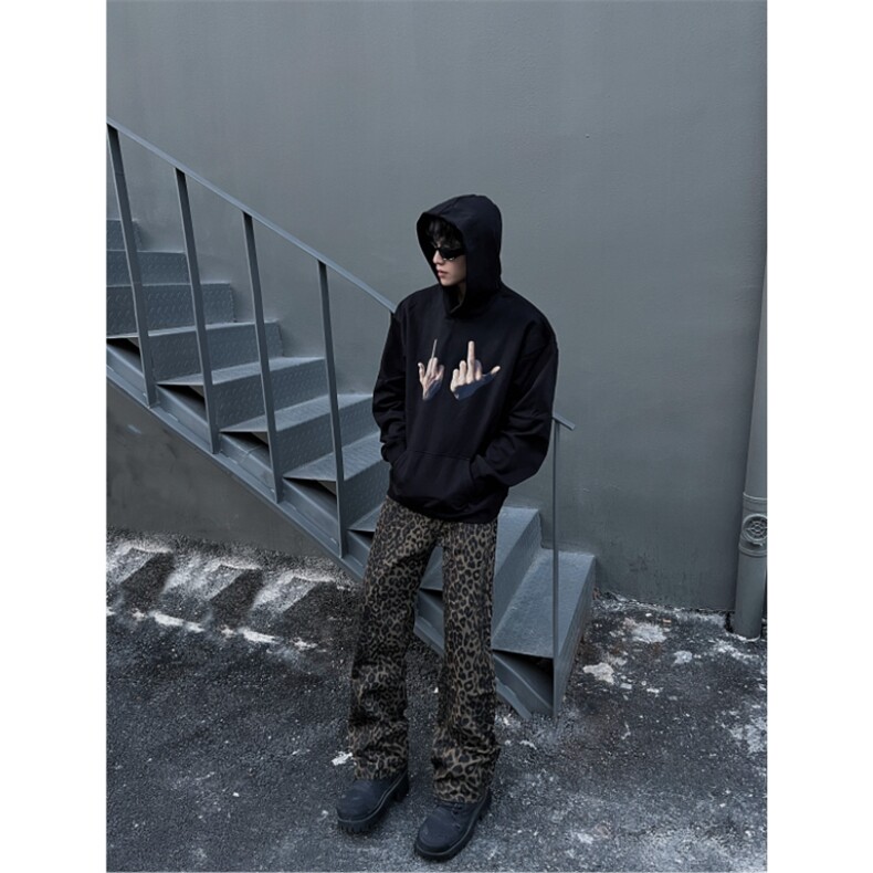 博主图拿图不拿货豹纹牛仔裤设计感小众KZA25-P55,男装牛仔裤,星座1007（原301D）