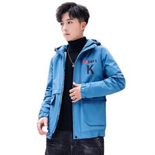 秋冬新款棉服男模特加厚夹克风衣保暖外套工装棉衣米白861加绒，男装夹克，星座1207