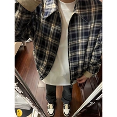 美式卡其色双面穿外套男款春秋潮牌短款棒球服底特律翻领工装夹克，男装夹克，星座603-2