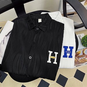 1港风短袖衬衫情侣大码M-5XL中性风网红短袖衬衫DSC7767特P35控58，男装T恤，星座226-2