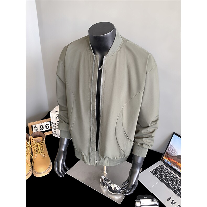 秋季飞行服男士棒球领夹克弯刀口袋外套潮流茄克A266-JK8016-P33,男装夹克,电商A266