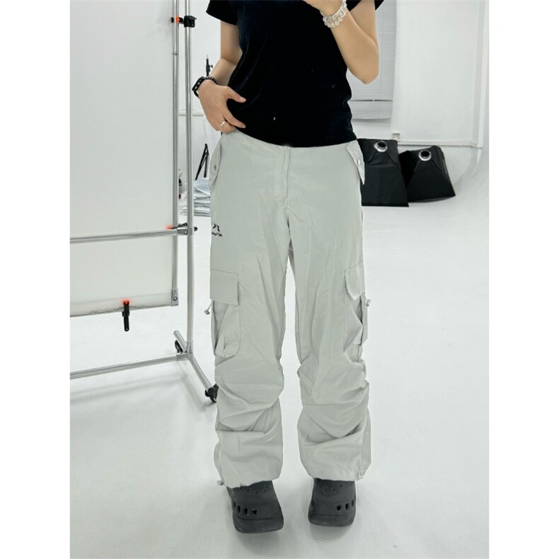 速干伞兵多口袋休闲潮运动工装裤男女褶皱直筒机能裤子MK357P46,男装工装外套,星座1013-5
