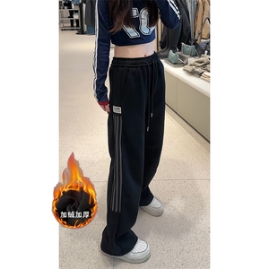 加绒加厚美式条纹运动卫裤 A496特P49控88图片