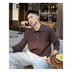 精纺细纱坑条肌理感‘老钱极简风套头男士长袖针织衫67071/P75，男装针织衫/毛衣，电商A243