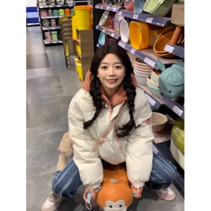 情侣款冬季短款潮牌连帽假两件棉衣棉服冬面包服保暖棉袄外套图片