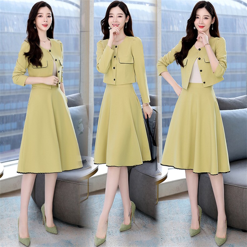 2023秋季时尚简约大方气质优雅显瘦修身百搭潮流两件套，女装套装/套裙，罗腾