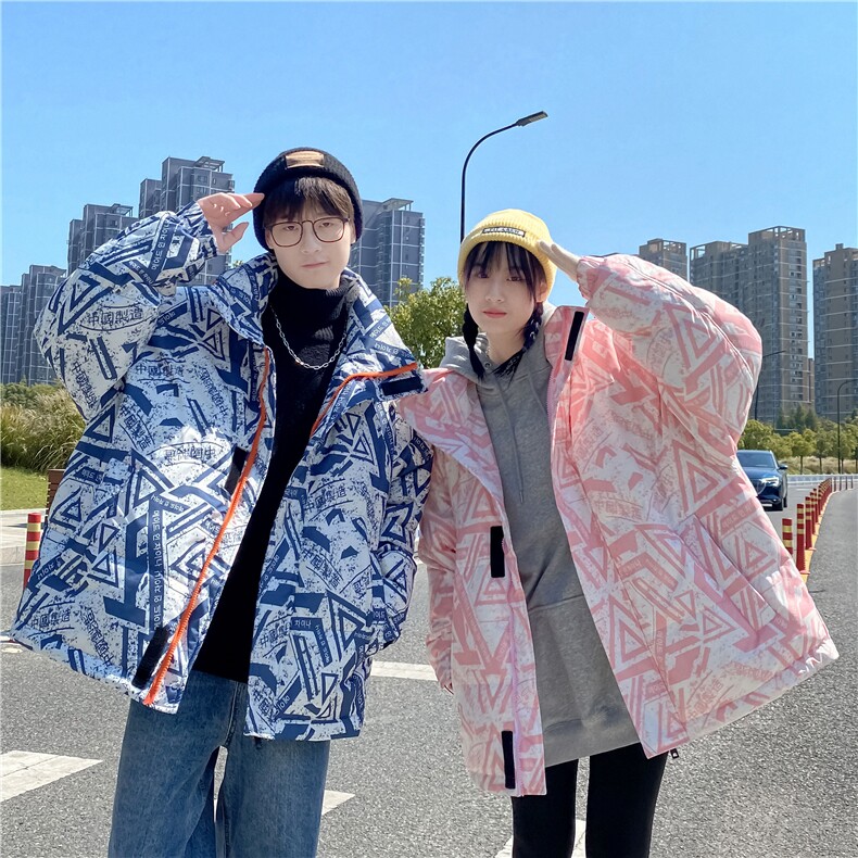 现货立领潮牌制造韩版宽松情侣学生白鸭绒羽绒服男图片
