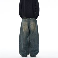 2025秋冬美式多色弯刀牛仔裤男女直筒宽松弧形百搭基础长裤子潮，男装牛仔裤，星座301D-3
