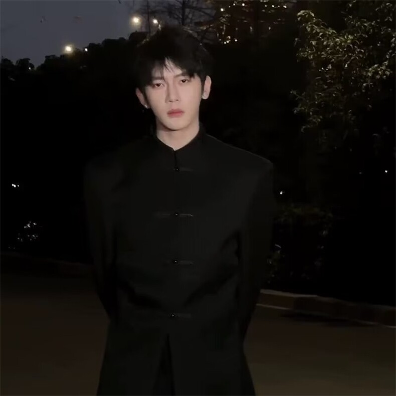 新中式立领西服外套男潮秋休闲高级感黑色中山西装上衣XJK19,男装西服套装,星座208-5