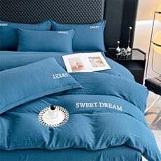 新款水洗棉刺绣四件套-甜蜜好梦系列，床品套件，一起卖家纺