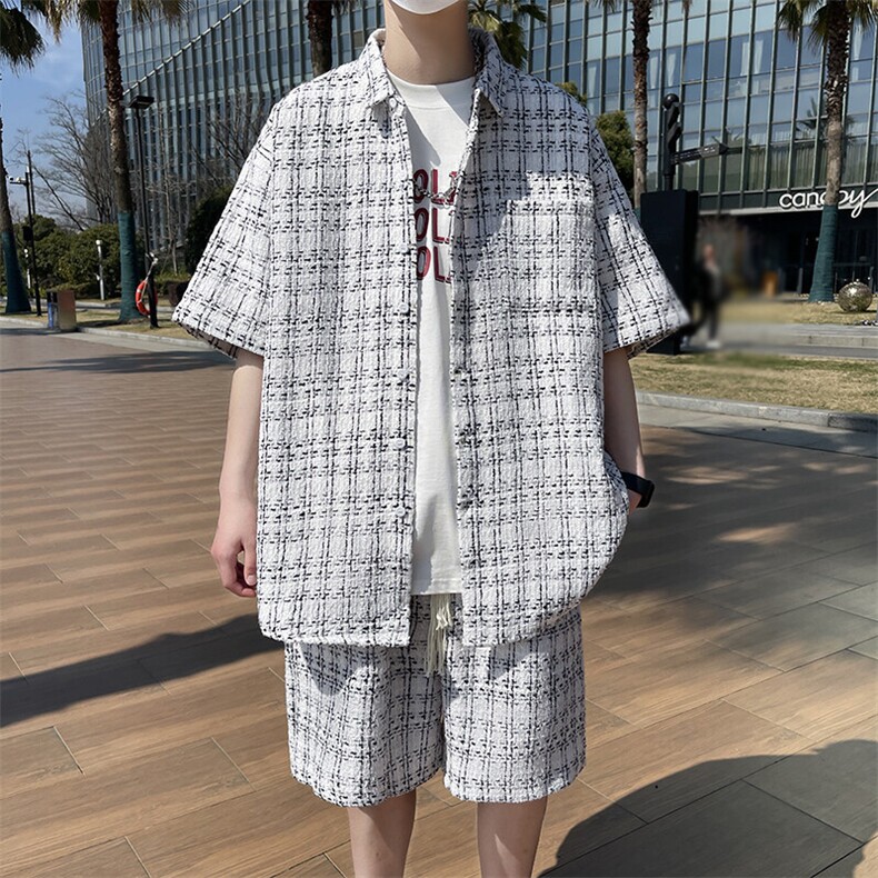 精品小香风衬衫式翻领夹克男潮大码宽松痞帅外套毛呢衬衣A012/p75,男装夹克,电商A012
