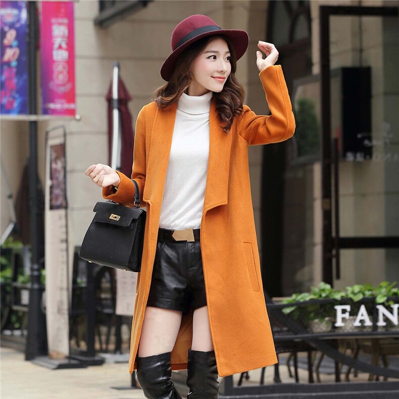 时尚显瘦长款毛呢外套女秋冬季新款韩版气质百搭大衣，女装毛呢外套，冬木谷雨