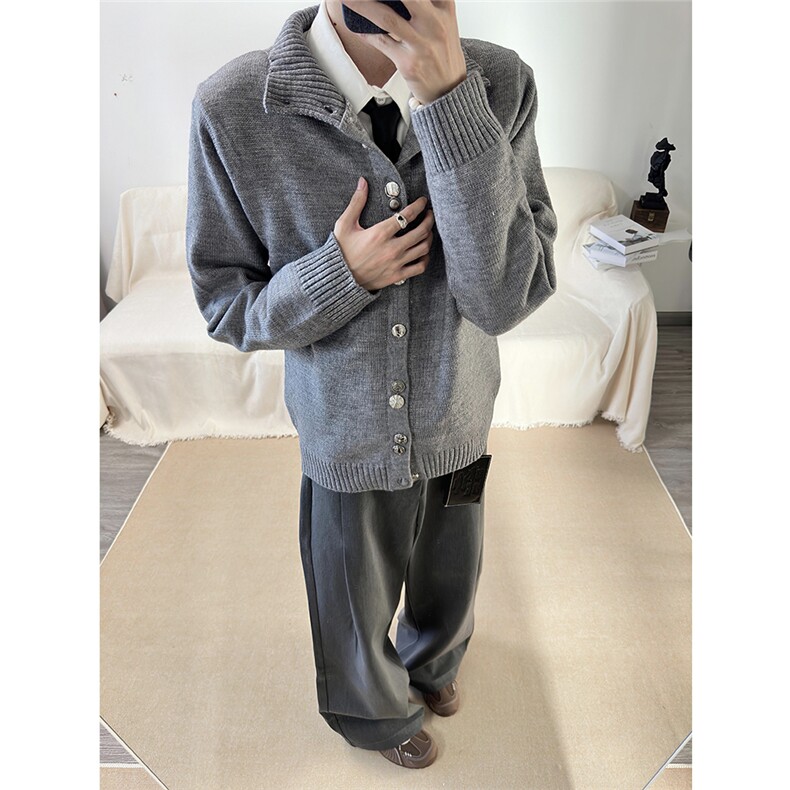 自家图~龙叨叨同款金属扣北极绒毛衣开衫外套W1386/特P80，男装针织衫/毛衣，电商B350