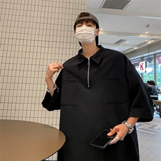 夏季纯色百搭POLO短袖男港风衬衫CS60P33，男装衬衫，星座1116-2