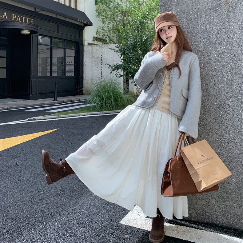 独特超好看两面穿双面呢短外套女秋冬2025新款韩系加厚羊毛呢大衣,女装毛呢外套,2C009