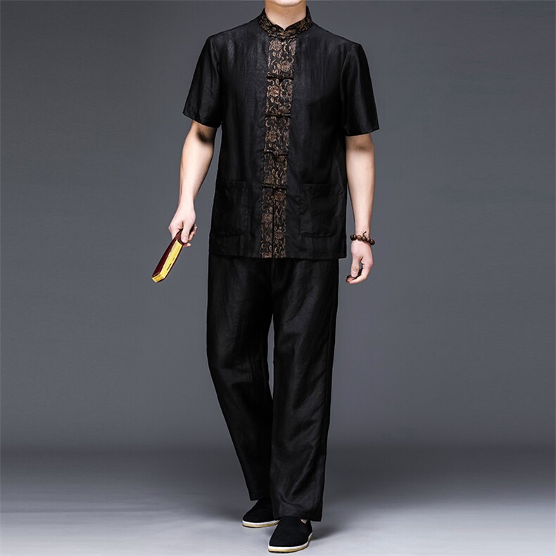 GBN8111夏季风唐装纯香云纱短袖爸爸装套装P600，男装民族服装，电商B360