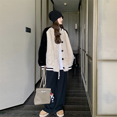 皮毛一体拼色夹克外套2C095916P195278，女装短外套，2C095
