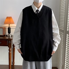 潮流时尚原宿V领新款日系简约针织衫秋季潮纯色马甲男M635-P26，男装针织衫/毛衣，星座512-3