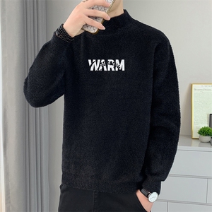 毛衣男休闲男士秋冬水貂绒中领针织毛衣加厚全身绒打底M237-P45图片
