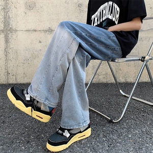 高街ins潮牌休闲裤直筒宽松阔腿裤设计感渐变牛仔裤男 K7347-P38图片