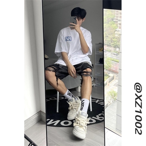 超有个性~潮做旧水洗渐变色破洞牛仔短裤 XZ1002-K150-P45控58图片