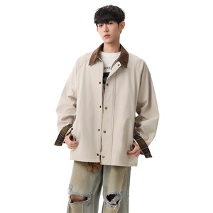 翻领夹克男春季简约宽松潮流百搭上衣服JK268-P78图片
