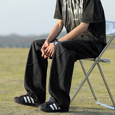 美式高街潮流水洗牛仔裤宽松设计感宽松长裤子K780特批42，男装牛仔裤，星座718-1